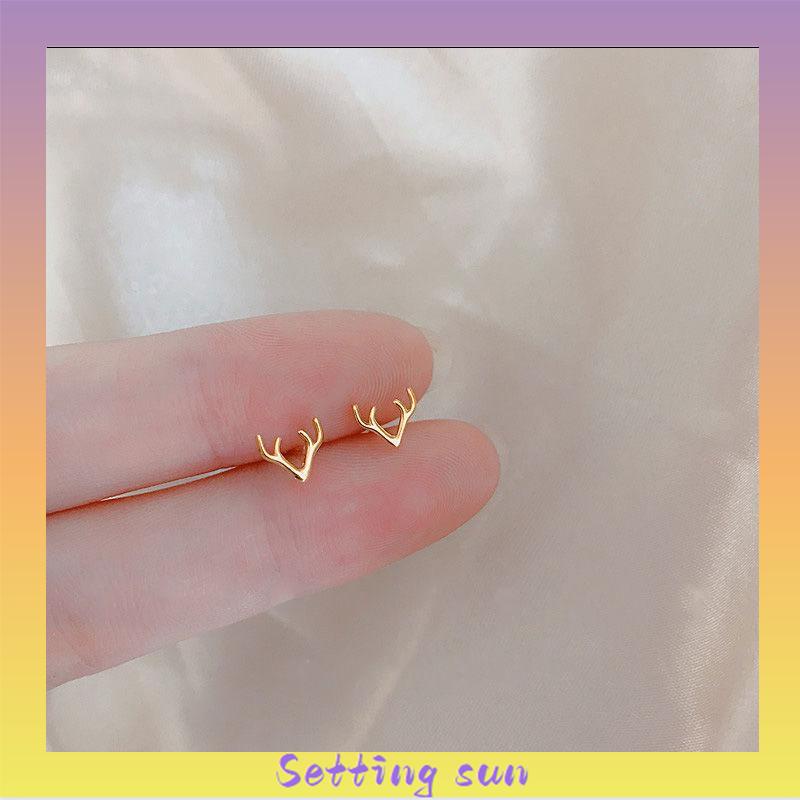 Anting Perak Trendy Silver Heart Stud Earrings Minimalist Love Flower Earring for Women Student Teen Jewelry Gift TN