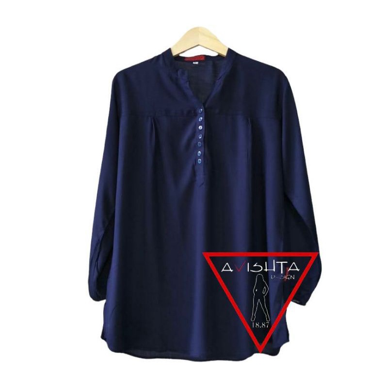 Blus polos rayon navy Blouse polos rayon Blus polos jumbo lasenta by avishta d-sign Blouse Wanita At