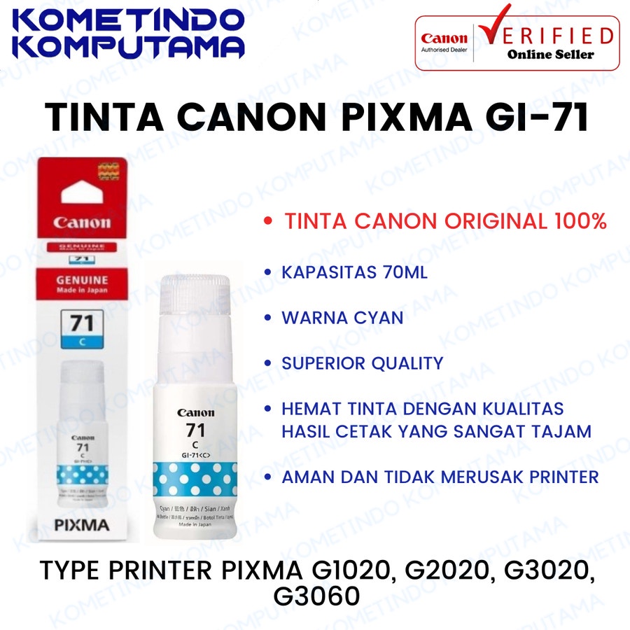 GI-71 CYAN 70ml Tinta Botol Canon Pixma Original GI71 BIRU 100% ORIGINAL