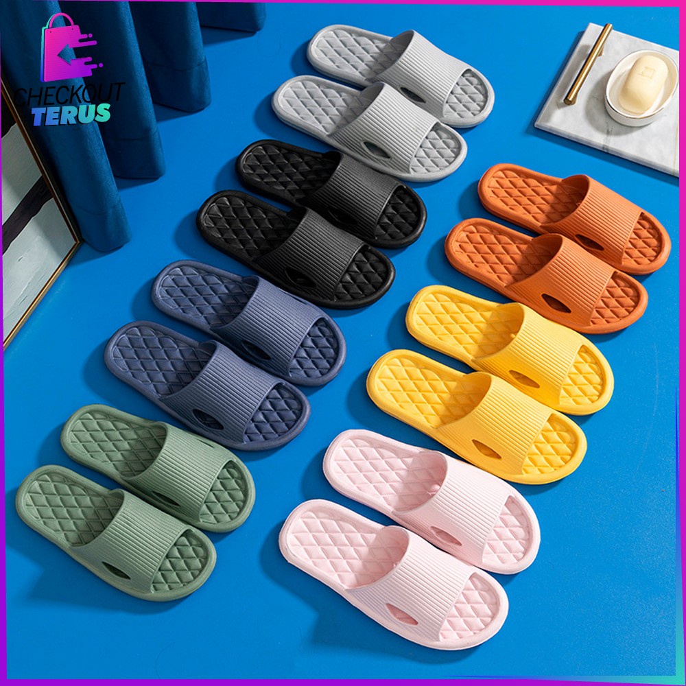 CT S35 Sandal Rumah Berkualitas EVA Karet Polos Dan Sandal Kamar Mandi Berbahan Empuk Karet Couple Polos Korean Style Anti Selip