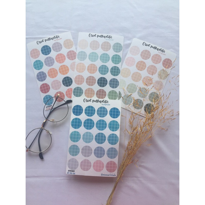 

[minni.id] Grid polkadot sticker sheet matte tinggal tempel