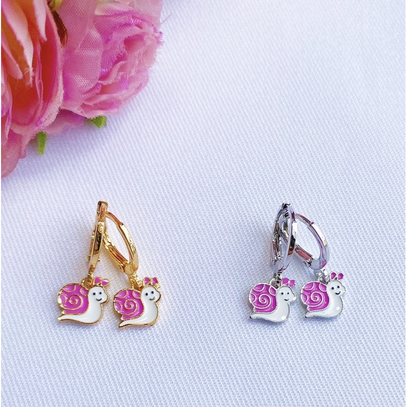 Anting Anak Lapis Emas Pink Snail