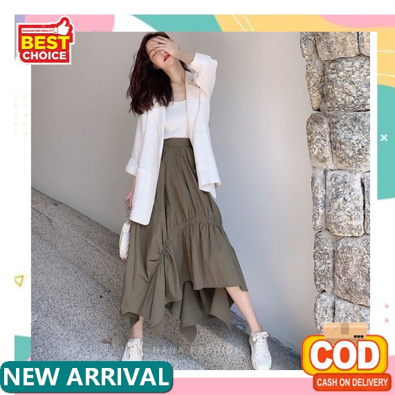 Rok Wanita Elegan Kasual Pendek Mini Korean Style Ootd Keren E6O7 Cewek Dewasa Selutut Original Prem