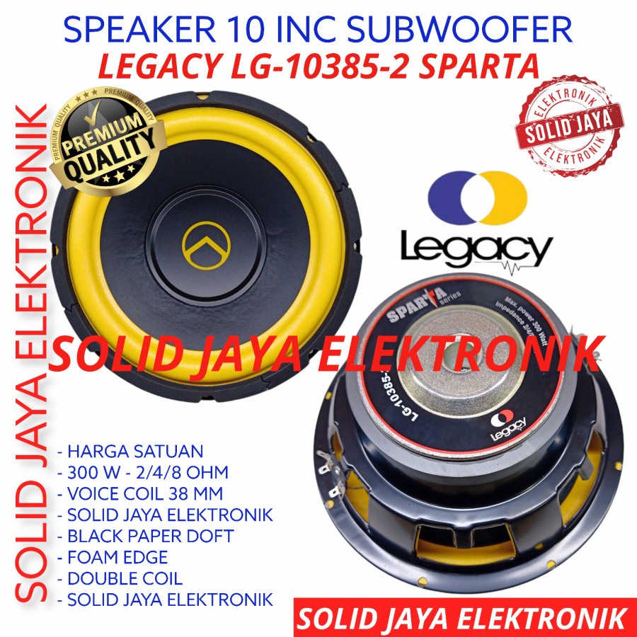 SPEAKER SUBWOOFER LEGACY 10 INC SPARTA LG-10385-2 SPEAKER DOUBLE COIL KOIL SUBWOFER LG 10385 2 RUMAH MOBIL SUB WOOFER 10 INC IN INCH 10INC 10IN 10&quot; LG-10385 2 ASLI ORI ORIGINAL SPARTA LEGACY