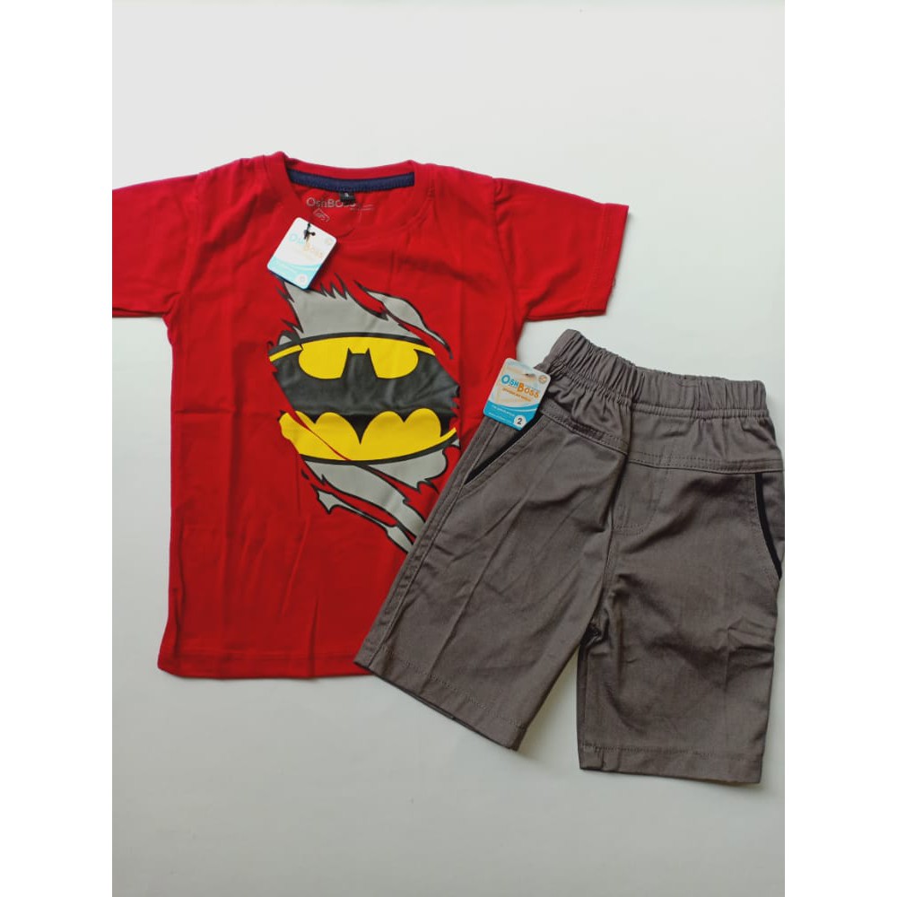COD BAJU STELAN ANAK LAKI LAKI GAMBAR SUPERHERO PILIH MOTIF DAN CINO PENDEK 1-10 TAHUN KODE 1-2