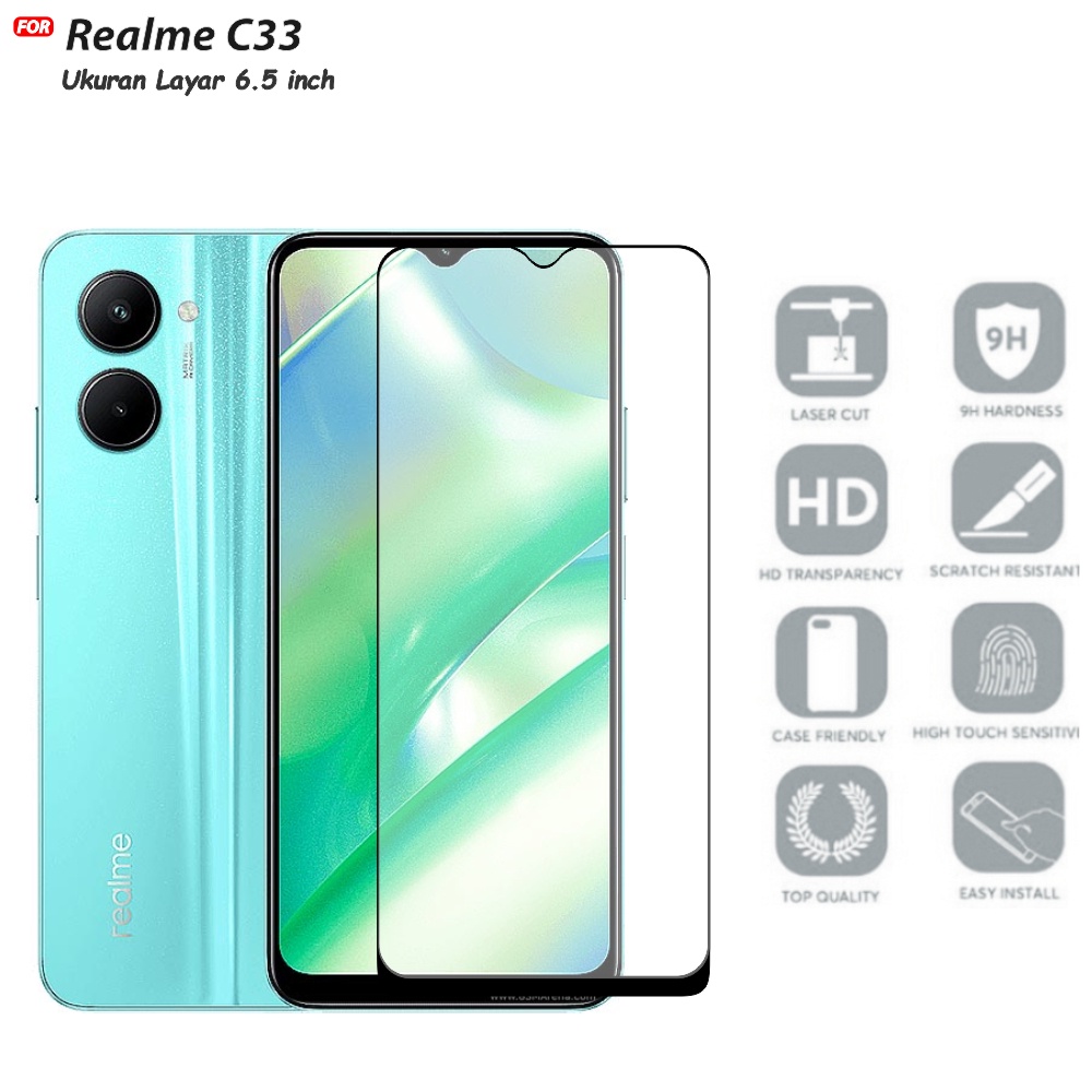 Tempered Glass Full Realme C33 Anti Gores Kaca Full Layar