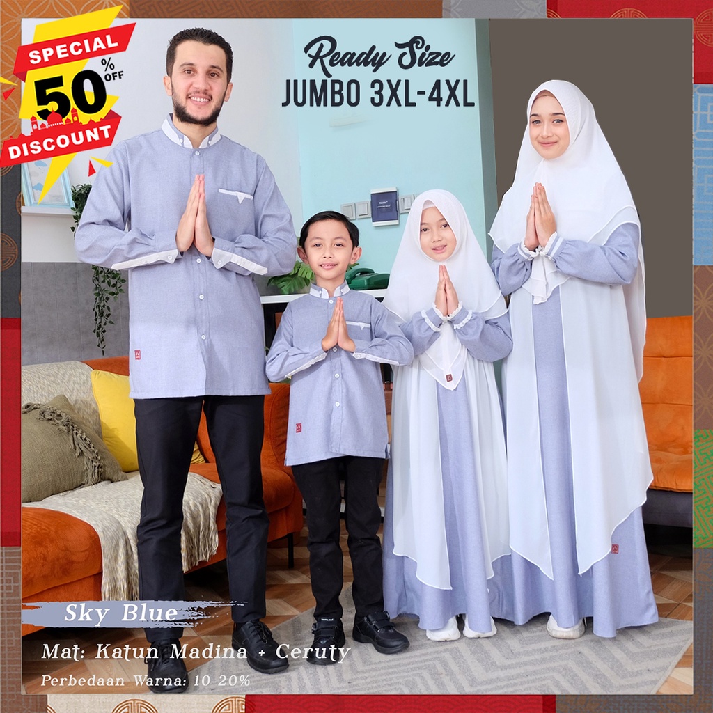 Baju Muslim Couple Suami Istri Kapelan Keluarga Gamis Kondangan Pasangan Koko Dewasa Lengan Panjang 