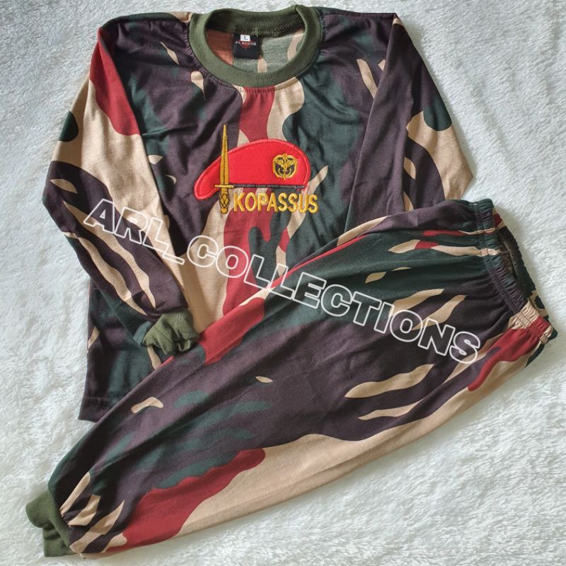kaos anak loreng KOPASSUS BARET MERAH/setelan kaos anak loreng army/training anak loreng kopassus