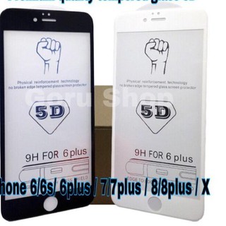 Tempered glass warna full 5D 4D/3D iphone 6 6plus 7 7plus