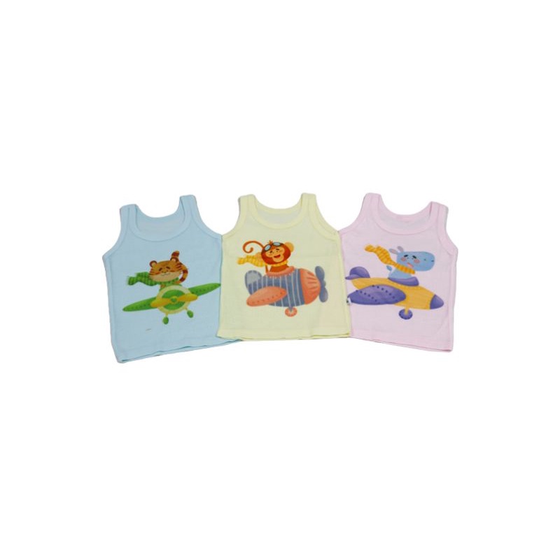 6pcs Kaos Singlet Warna Bayi S, M, L &amp; XL/Kaos Dalam Bayi/Kaos Kutung Bayi/Atasan Bayi