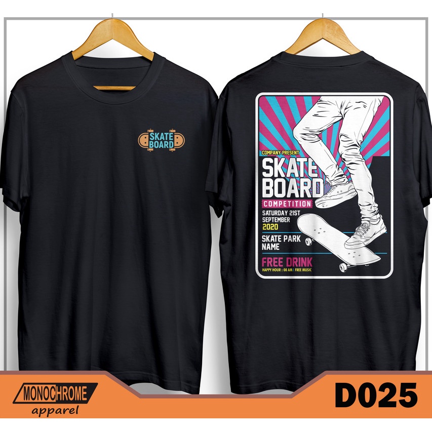 D025 Kaos Baju Skate Skater Skaters Skateboard Distro Pria