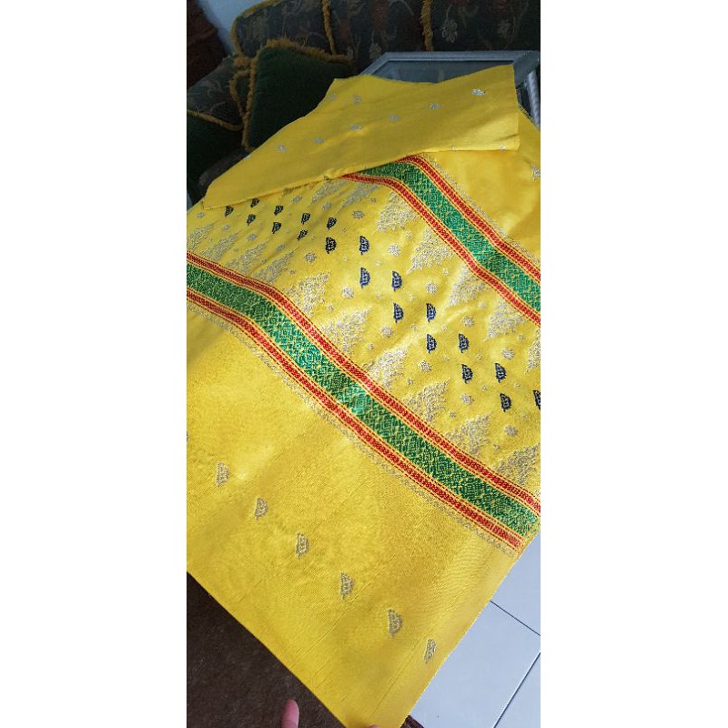Songket palembang asli sutra alam cantik manis kuning