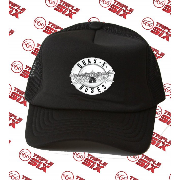 Topi Trucker Guns n roses hitam putih