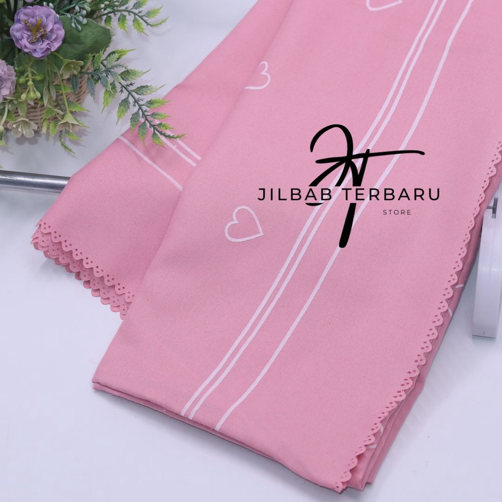 Jilbab Voal Syari Love / Kerudung Segiempat Syari Motif Love / Hijab Syari Segi Empat Bahan Voal Motif Love