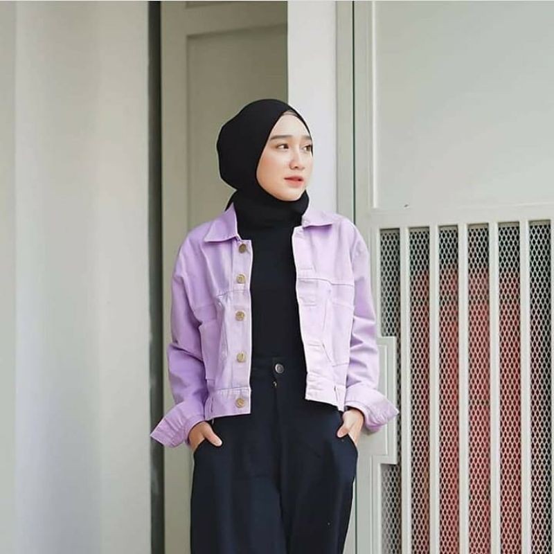 Grosir dan Ecer Baju Atasan Wanita Crop Jacket Lilac