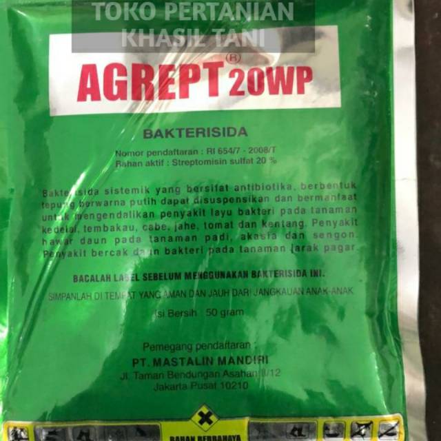 

Bakterisida AGREPT 20WP produk Mastalin Mandiri isi bersih 50gr