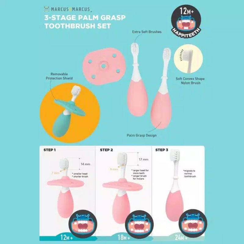 Marcus &amp; Marcus 3 Stage Palm Grasp Toothbrush Set