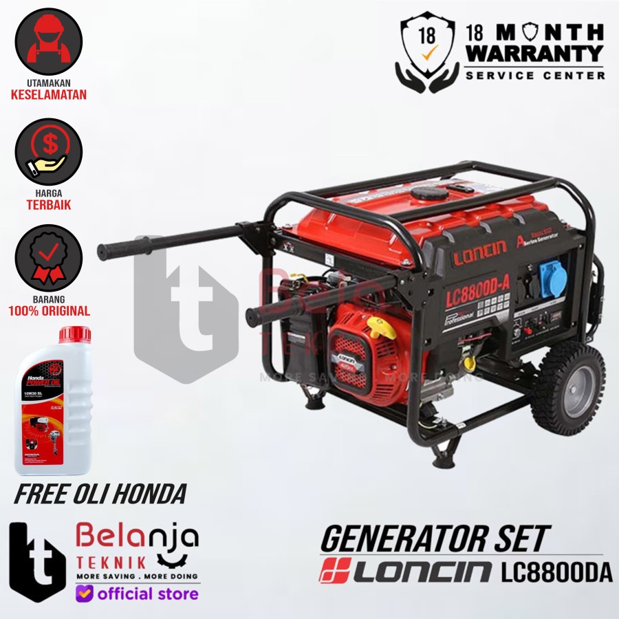 Genset Bensin Loncin LC 8800 DA 6500 Watt Generator Set LC8800 DA