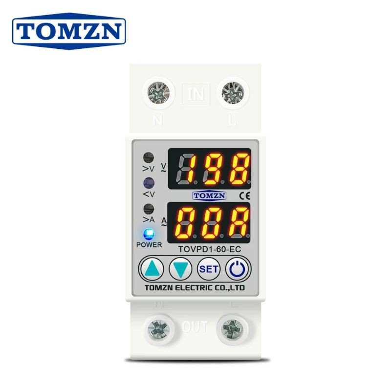 MCB Protector Relay 60A 230 V Voltmeter Ampmeter Display