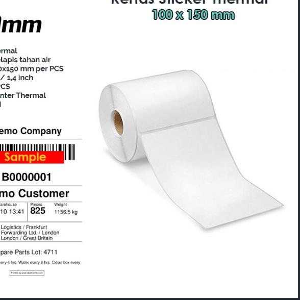 

● KERTAS THERMAL LABEL 100X150 mm STICKER LABEL Isi 300 pcs ✤
