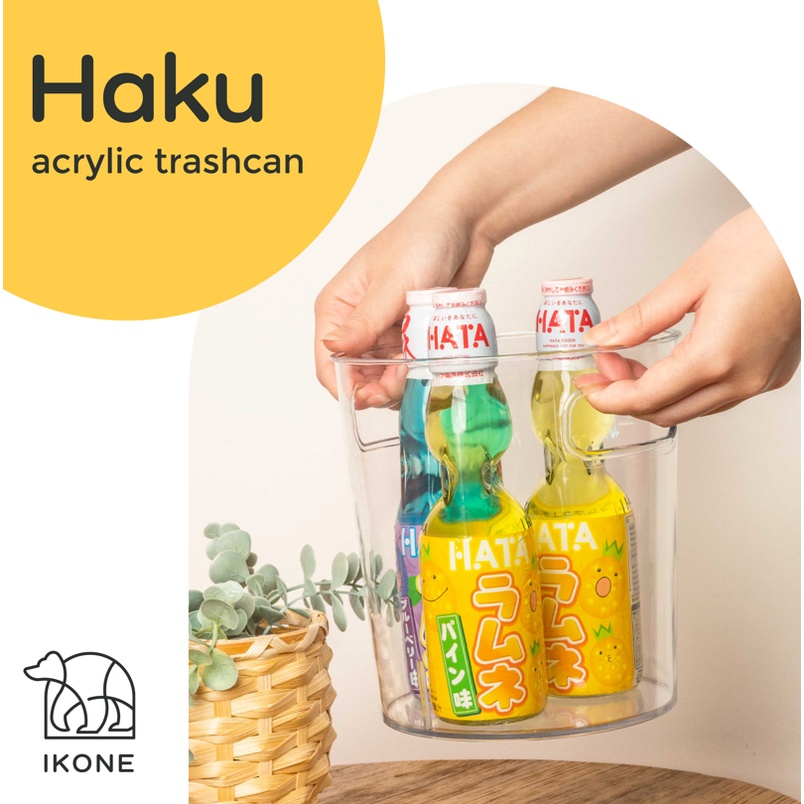 【IKONE】HAKU Tempat Sampah Transparan Minimalis Aestethic Estetik Tempat Sampah Meja Kantor Kamar Mandi Dapur Kamar Bagus Bulat Pembuangan Sampah Tong Sampah Estetik Bening Besar Kecil Multi Fungsi  Tong Sampah Bening Trash Bin Trash Can Vas Bunga Bening