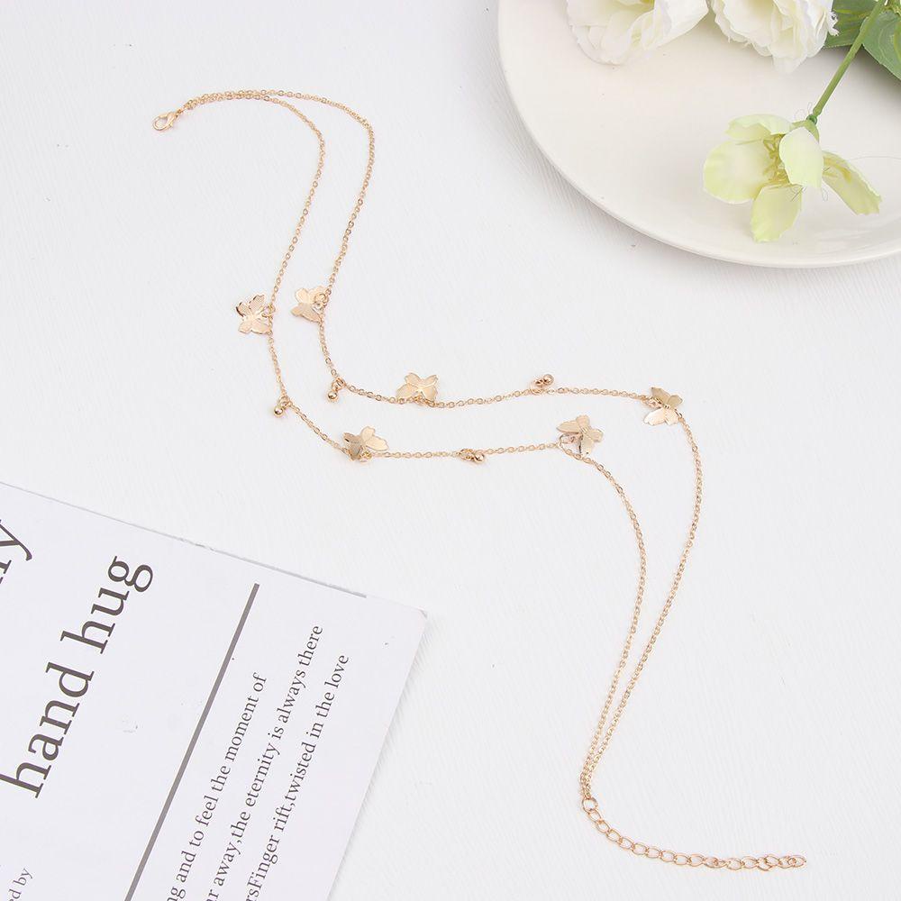 R-flower Multilayer Necklace Trendy Heart Butterfly Rantai Ular