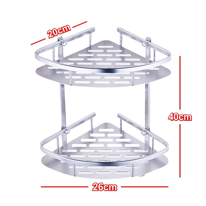 Rak Dinding Toilet Kamar Mandi Aluminium Rak Gantung 2 Susun Rak Handuk Sabun Serbaguna Worldhome66