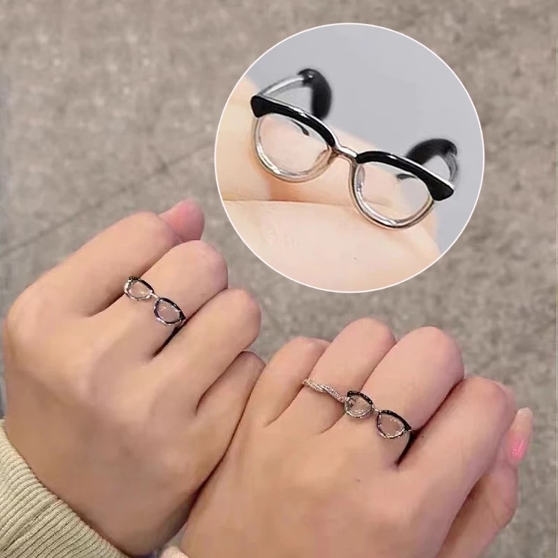 Cincin Desain Kacamata Gaya Hip Hop Minimalis Adjustable Untuk Pria