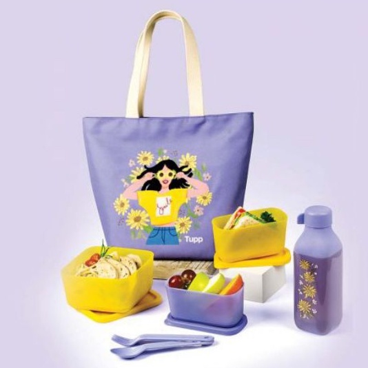 

Tuperware Cosmo lady Sunflower Stylish Lunch Simply Lunch Bekal Set