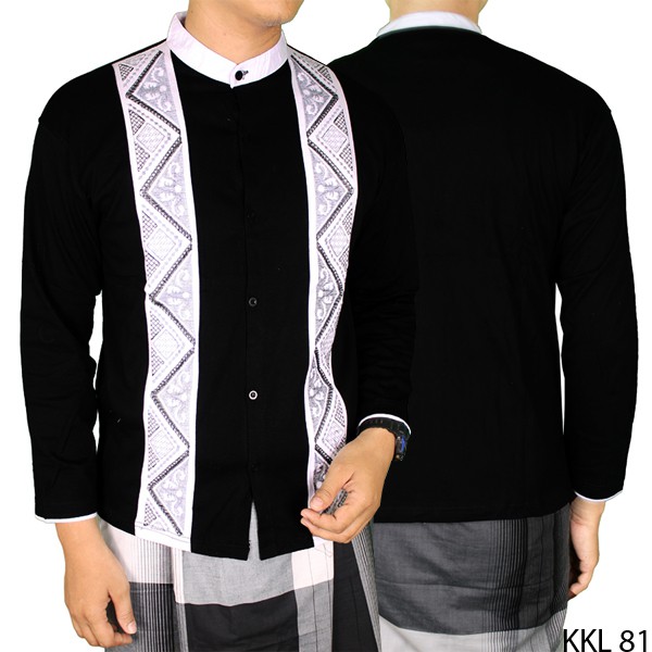 Baju Koko Hitam Bordir Katun Hitam – KKL 81