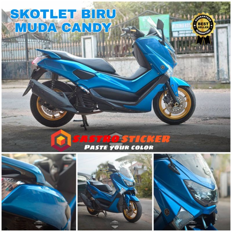 Sticker skotlet motor metalik biru muda/biru muda candy