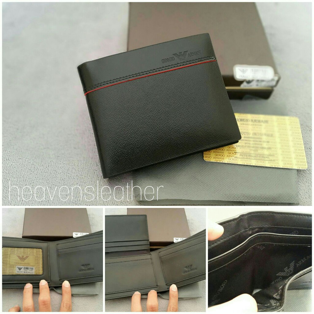 DOMPET KULIT PRIA TIDUR IMPORT GIORGIO ARMANI HITAM KODE 28A687