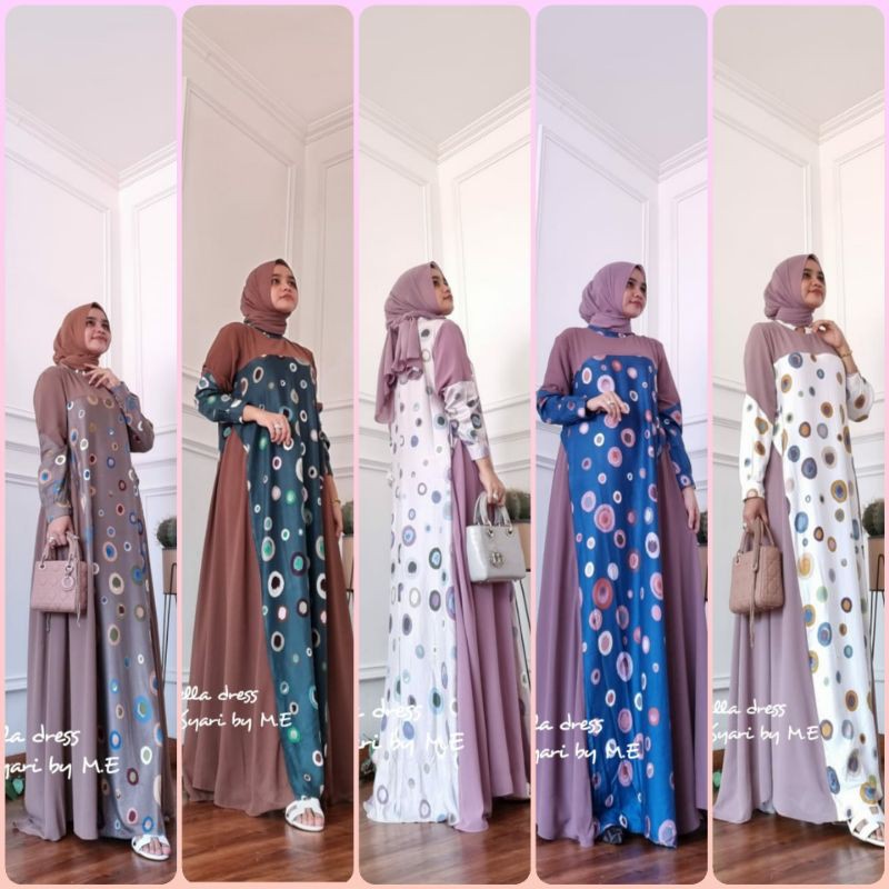 BELLA DRESS MONA SYARI BY ME M.E Original Gamis Sylar'i Hijab Kekinian Best seller bestseller