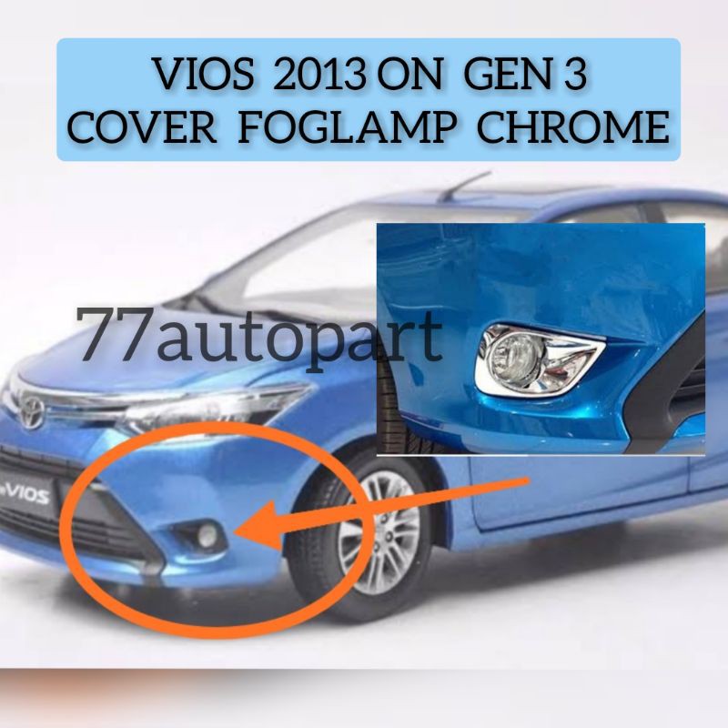 Lampu kabut foglamp vios 2013 keatas gen 3 cover chrome