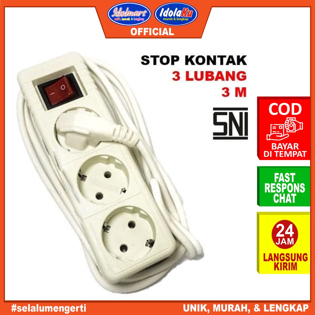 IDOLMART Stop Kontak 3 lubang Jupiter /Colokan Jupiter / Sunfree Surabaya