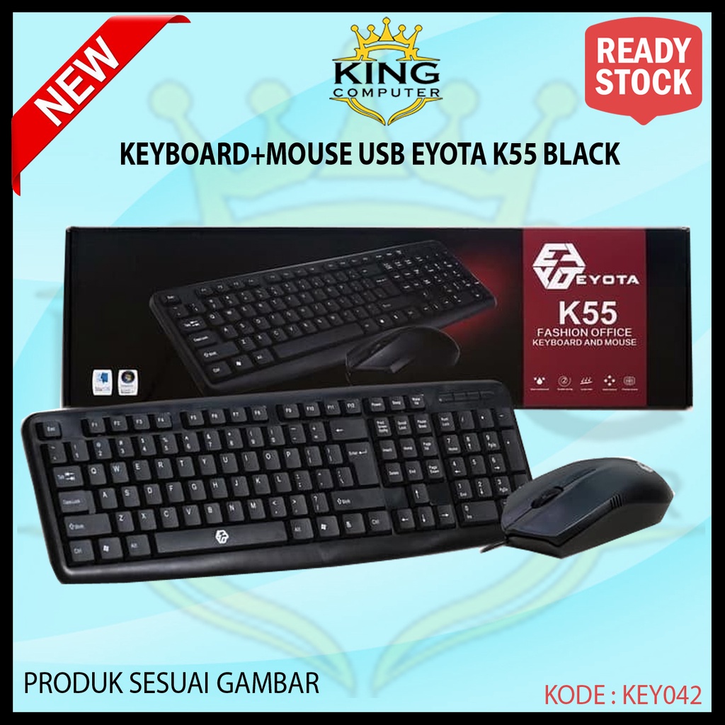 KEYBOARD DAN MOUSE USB EYOTA K55 BLACK