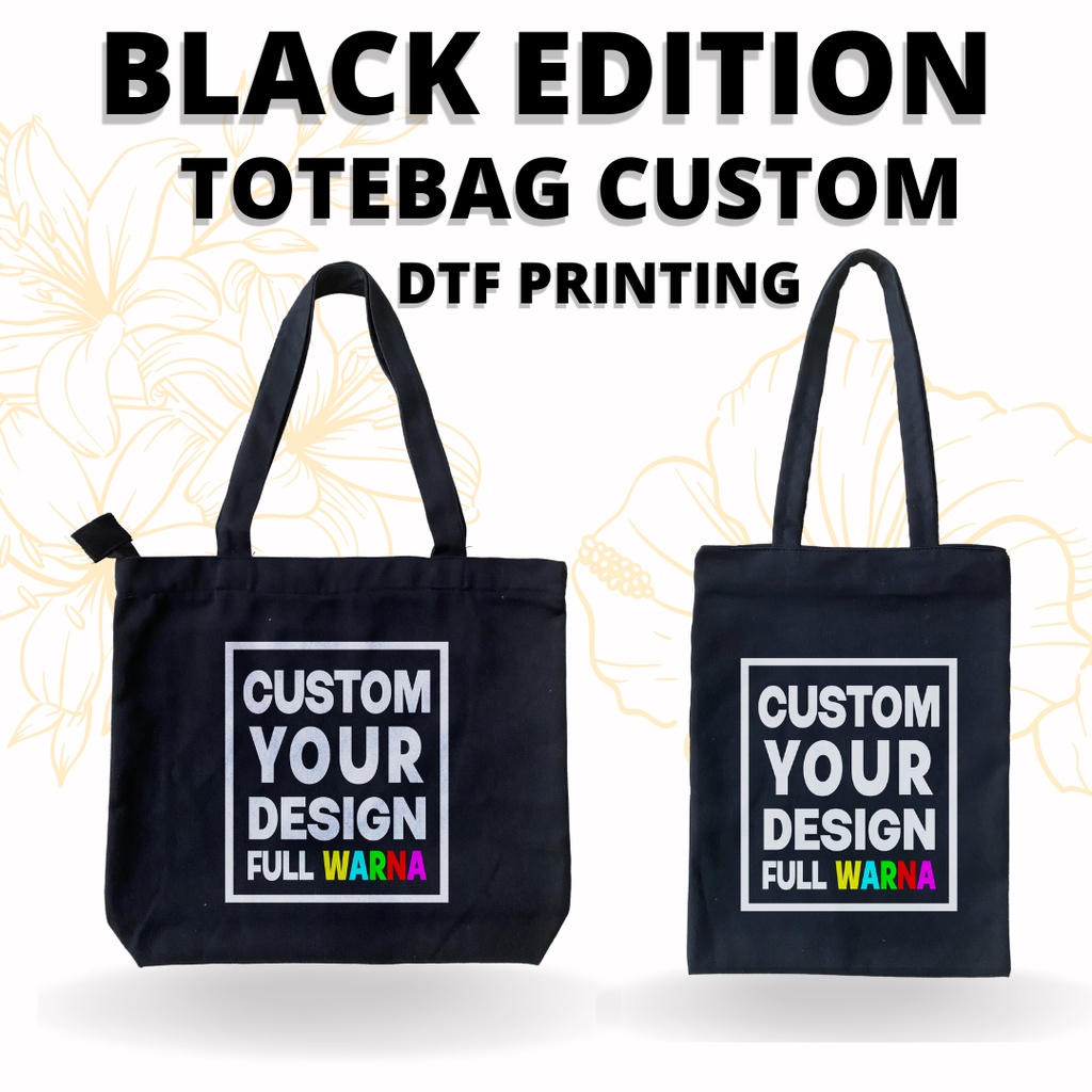 Jual Tote bag Kanvas Twill Hitam Custom Totebag Custom Warna Hitam ...