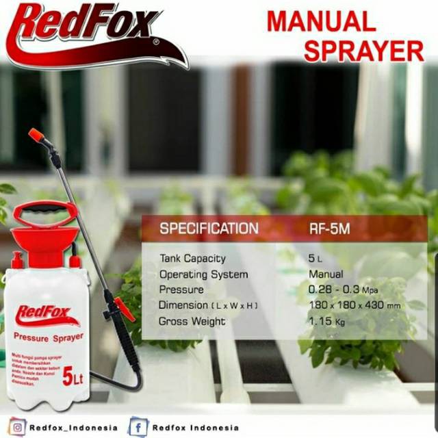 Sprayer Manual Redfox RF-5M Semprotan Hama Disinfektan 5 Liter