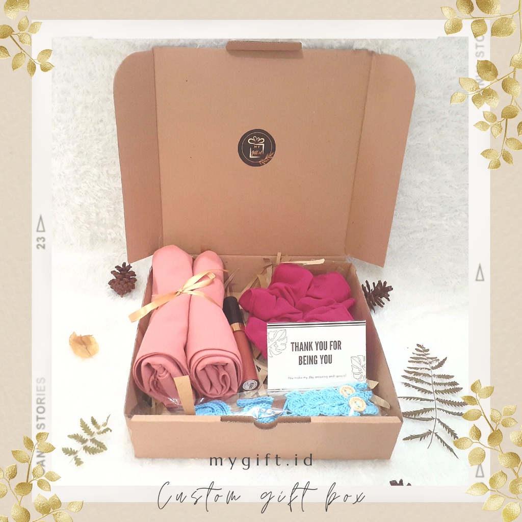 

PAKET HAMPERS HIJAB PASMINA DIAMOND/ KADO ULTAH/ GIFT BOX GRADUATION/ B01
