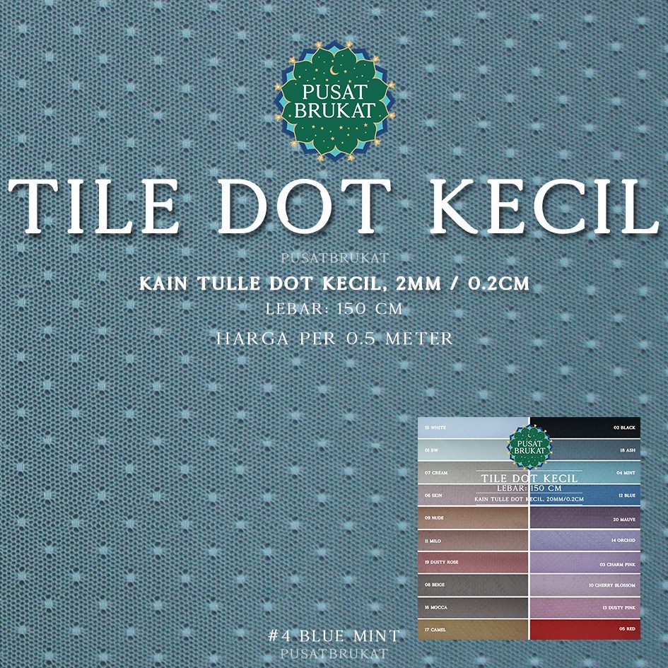 KAIN TILE DOT KECIL - BAHAN TULLE POLKADOT BINTIK HALUS LEMBUT , Lebar: 150cm [harga per 0.5m]