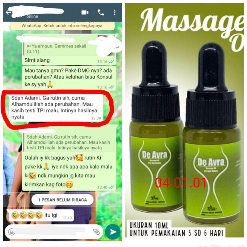 ORIGINAL BPOM - DMO ( DE AVRA MASSAGE OIL )