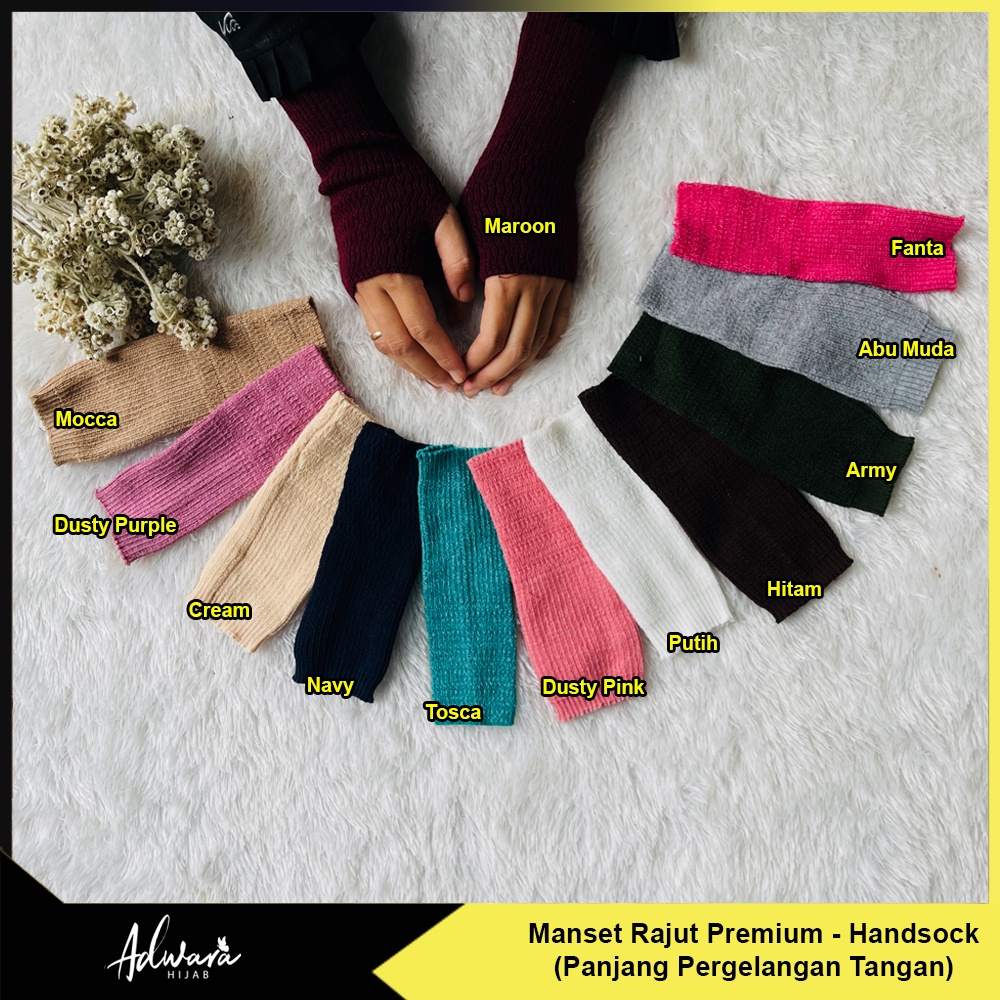 Manset Tangan Rajut Premium / Handsock Muslimah 20 cm