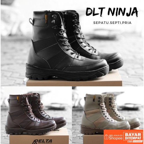 PROMO GILA !! Sepatu Pria Boots Dlta NINJA Hitam PDL Safety Boot Tracking Hiking Original Handmade