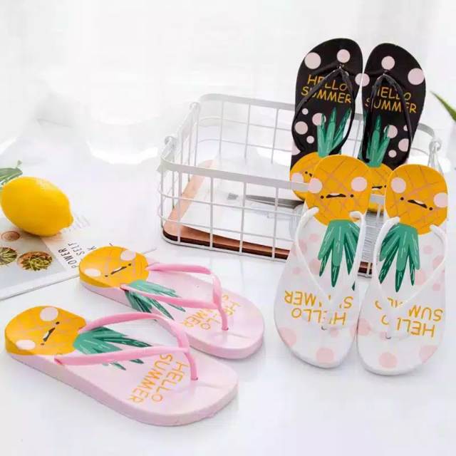 SANDAL JEPIT MOTIF NANAS WANITA