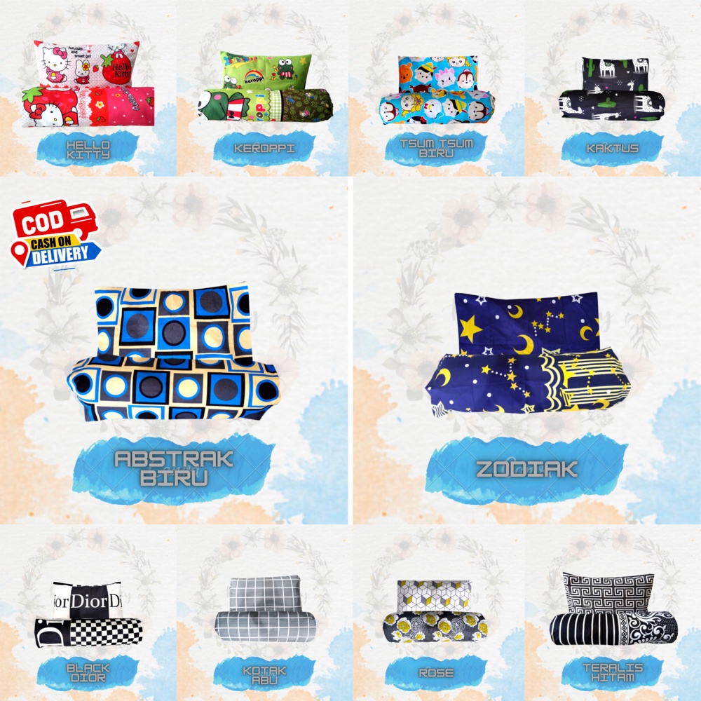 Sarung Bantal dan Guling Tidur Motif Polos dan Karakter Anak Aesthetic | Adem, Halus, Anti Luntur