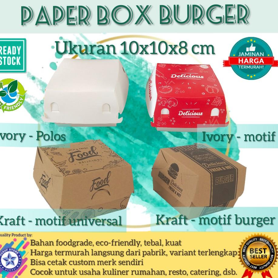 

⇢ 50pcs Box Burger, Dus Burger, Kemasan Burger, Tempat Burger, Kotak Burger @50Pcs ん
