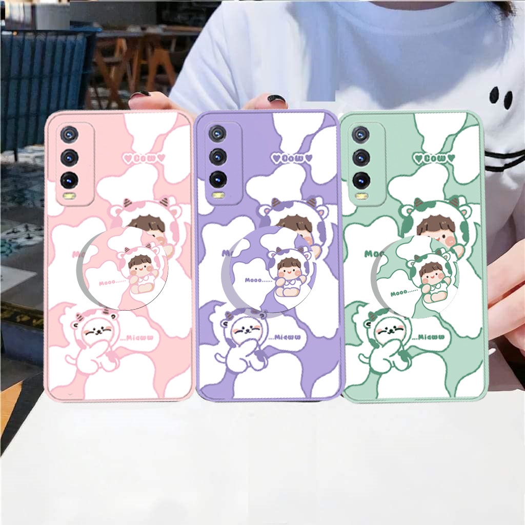 [MP03] Case Macaron + Free Popsocket For Vivo Y01 Y15S Y21S Y21 Y20 Y20S Y12S Y33S Y33T Y12 Y17 Y15 