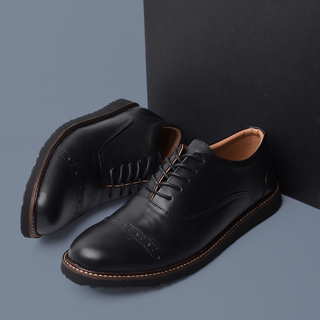 Jazz 0.1 Black | Sepatu Kulit Vintage Klasik Pria Cowok Derby Formal Original Footwear | FORIND Reyl