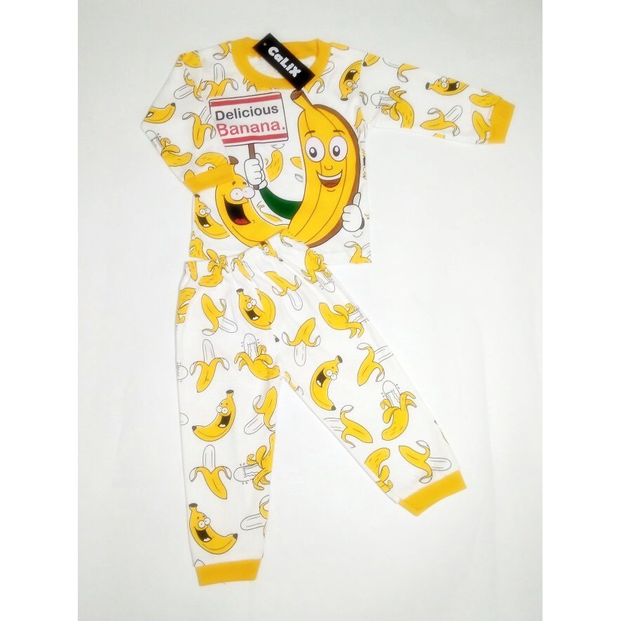 Piyama Anak Baby 1-3Thn Banana  Baju Tidur Setelan Laki Laki Perempuan