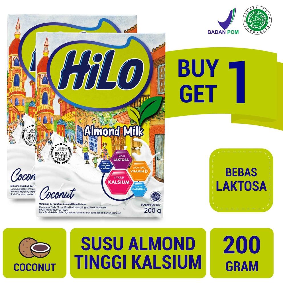 

xva97 BUY 1 GET 1 - HiLo Almond Milk Coconut 200 gram - Susu Bebas Laktosa ^^